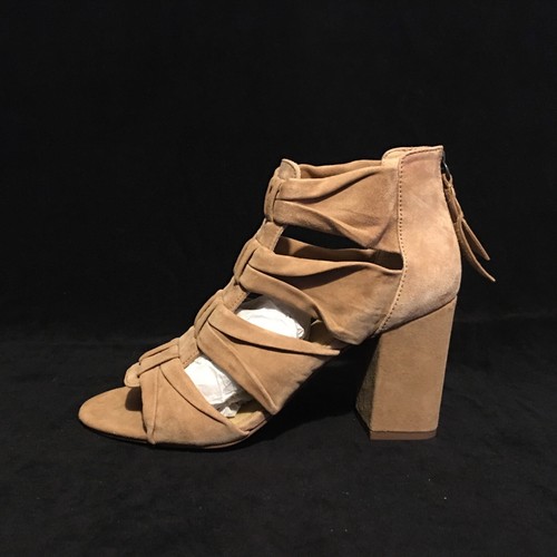 Splendid Nando Block Heel Sandals Light Oak Suede Boho Open Toe Back Zip Sz 9 - Picture 4 of 9