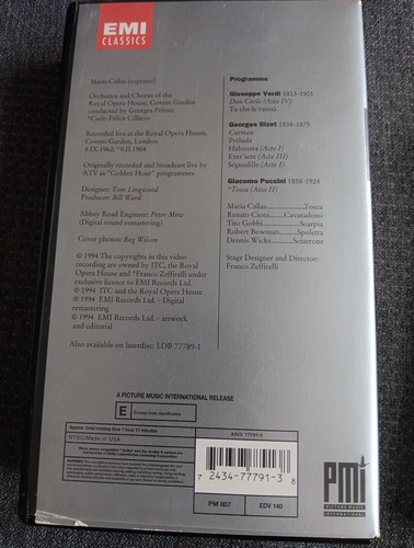 Maria Callas at Covent Garden 1962 & 1964 / In Concert VHS Rare EMI CLASSICS - Picture 4 of 4