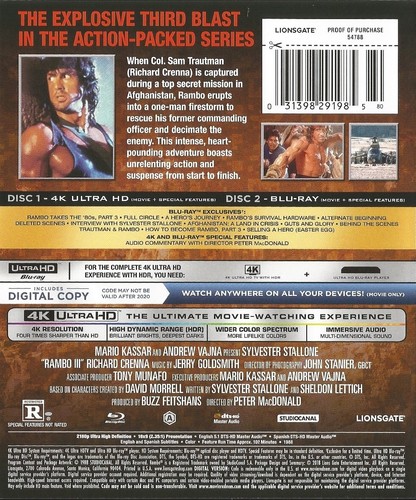 Rambo III - 4K UHD + Blu-ray + Digital - NEW - Picture 2 of 2