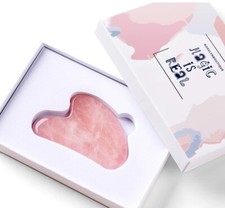 Gua Sha Facial Tool, Natural Healing Crystals Facial Massager for Wellness Pink