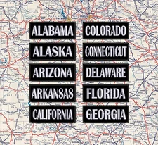 United States US State Patches 3.25" x 1.25" Embroidered Iron-on Applique Biker