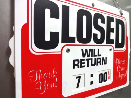 OPEN - CLOSED Doubled Sided Big Hanging Sign with WILL RETURN CLOCK 11" x 8" - Picture 4 of 9