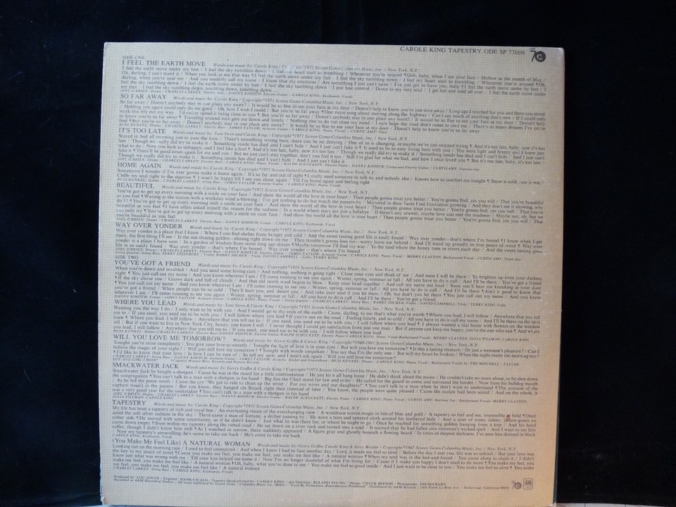 Carole King Tapestry. LP, Album, Terre Haute Pressing, Gatefold VG+