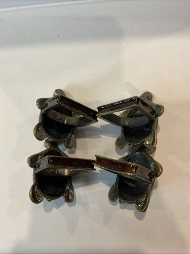 Turtle Napkin Holders Set Of 4 Painted Enamel Rhinestone Goldtone Rings - Picture 2 of 3