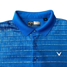 Callaway Opti-Dri Golf Polo Shirt Mens Medium Stretch Blue Striped Pull