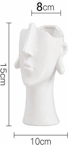 White Ceramic Face Flower Vase, photo 3