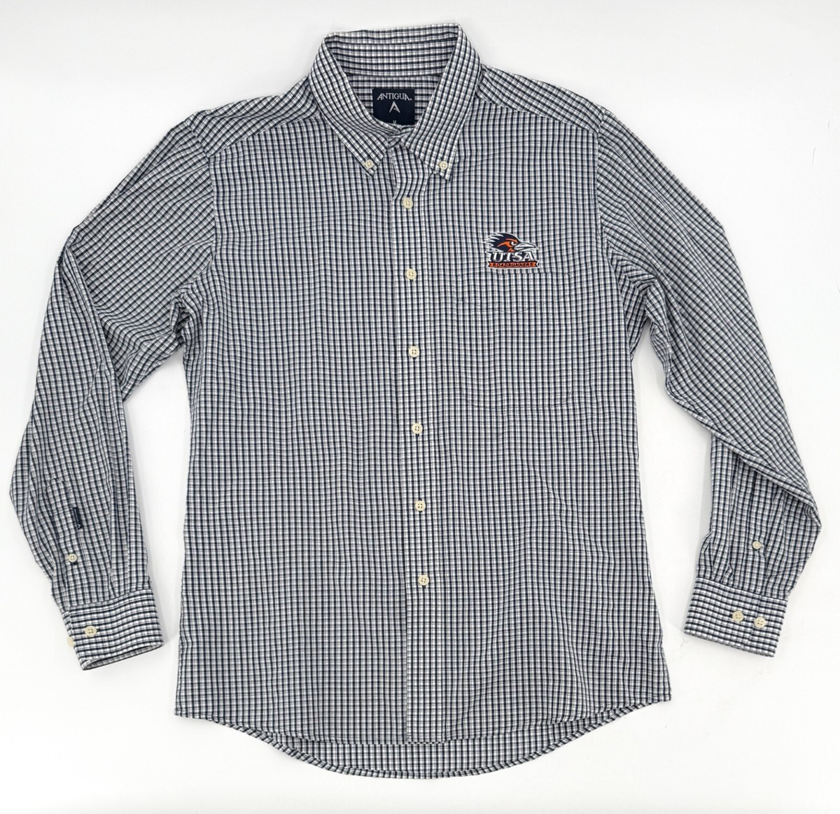 UTSA San Antonio Shirt Mens Medium Black Plaid Button Roadrunners