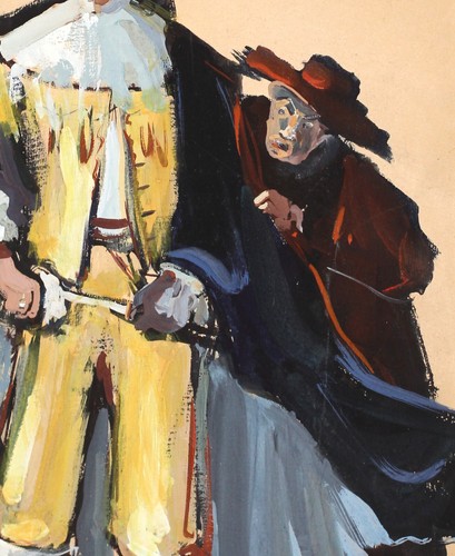 Antique original gouache painting costume design titled - Picture 8 of 14