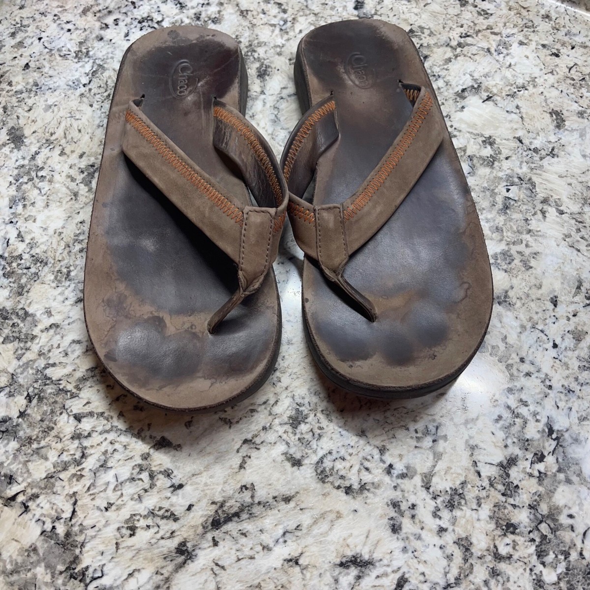Chaco Leather Flip Flop Slide Sandal Men size 11 Brown