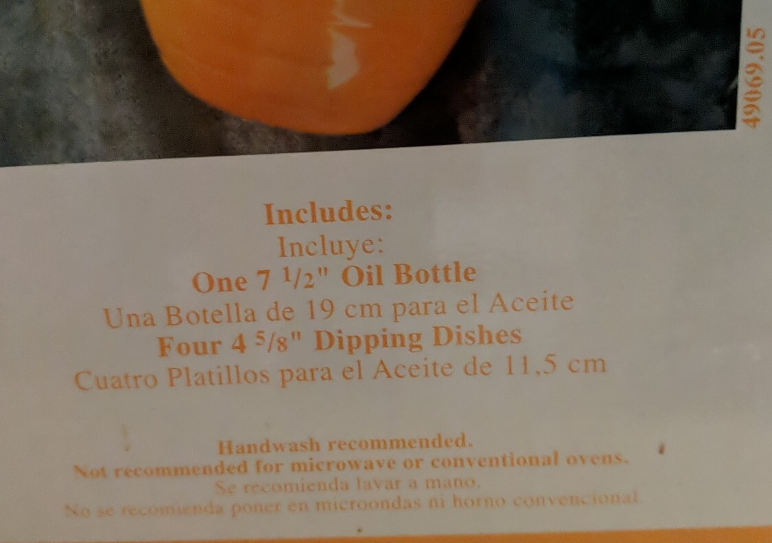 Gibson 5 Piece Fresh Vegetable Oil Set In Original Packing