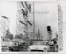 1960 Press Photo View of scaffolds at Indianapolis Speedway, Indiana.