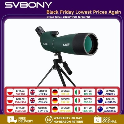 SV28 Spotting Scope 50/60/70/80mm Powerful Zoom with Tripod Waterproof,Camping 