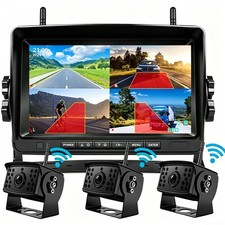 Wireless RV Camper 7" DVR Monitor 3x 1080P Rear View Camera BSD for Truck Bus