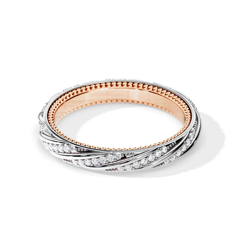 Pulseira de noivado de diamante certificada em laboratório cultivada redonda 0,50 quilates ouro 18K vários tons - Imagem 2 de 4