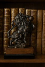 VTG Decorative Crafts Inc Bronze Lion Bookend 10" Handcrafted Metal on Wood Base