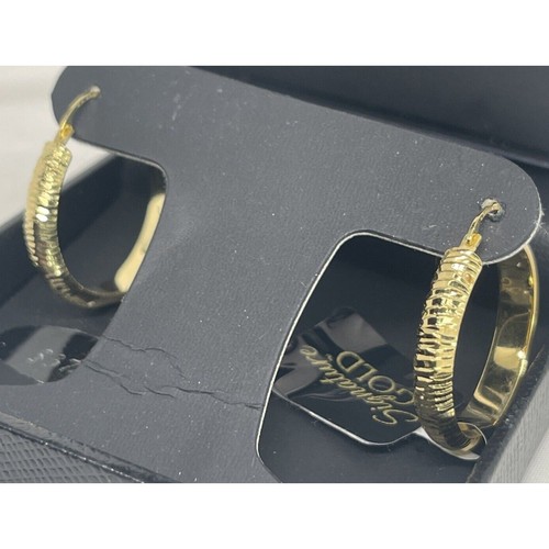 14K Gold Over Resin Core Hoop Earrings Textured Trendy Stylish Fashion Chic NWT - Picture 21 of 24