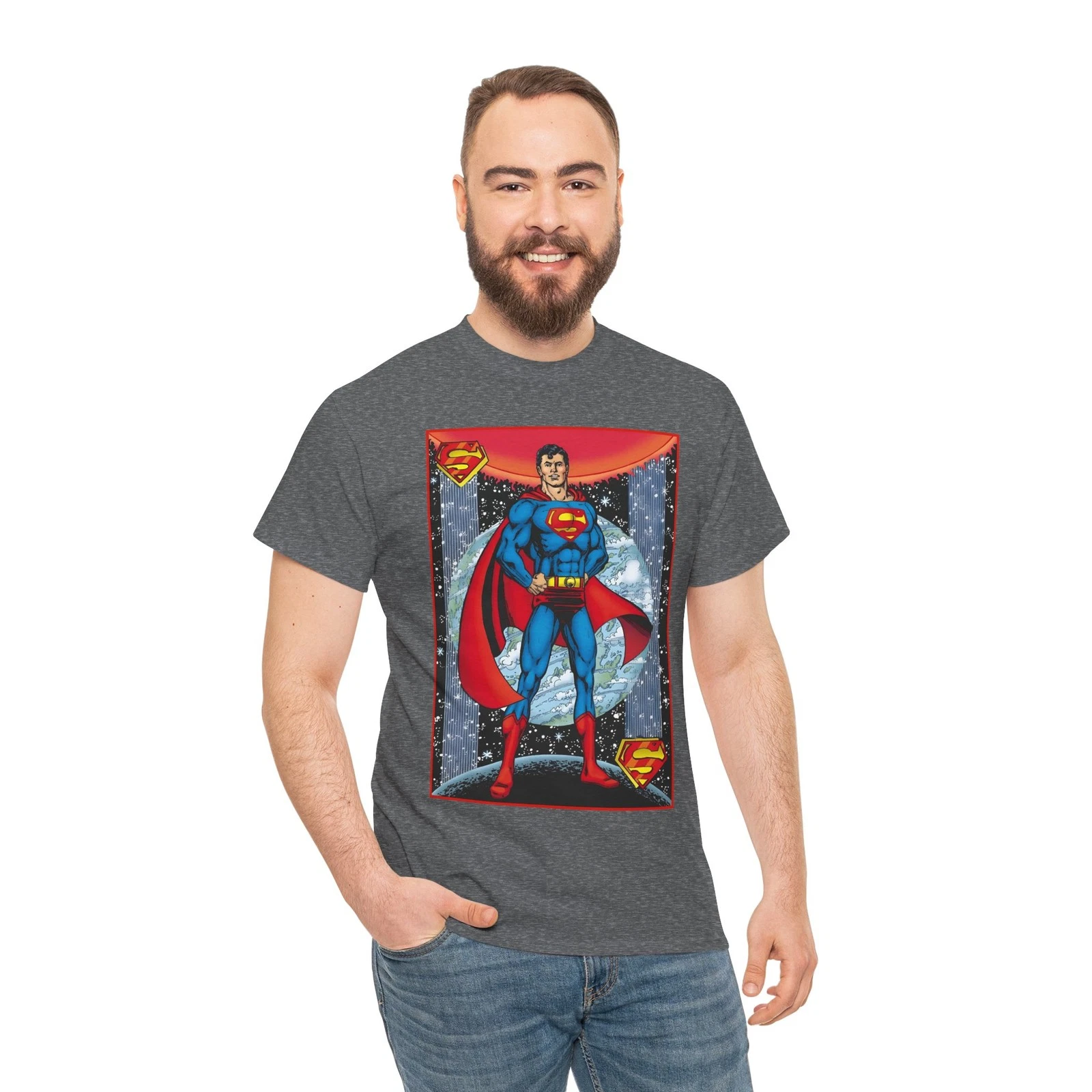 Superman T-Shirt - George Perez Justice League Postcard Art - DC Comics - 1980s