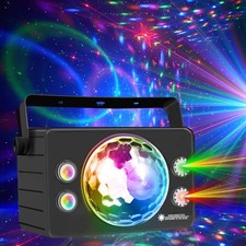 Disco Ball Dj Party Lights Indoor, LED Light 6 Colors Sound Activated Strobe ...