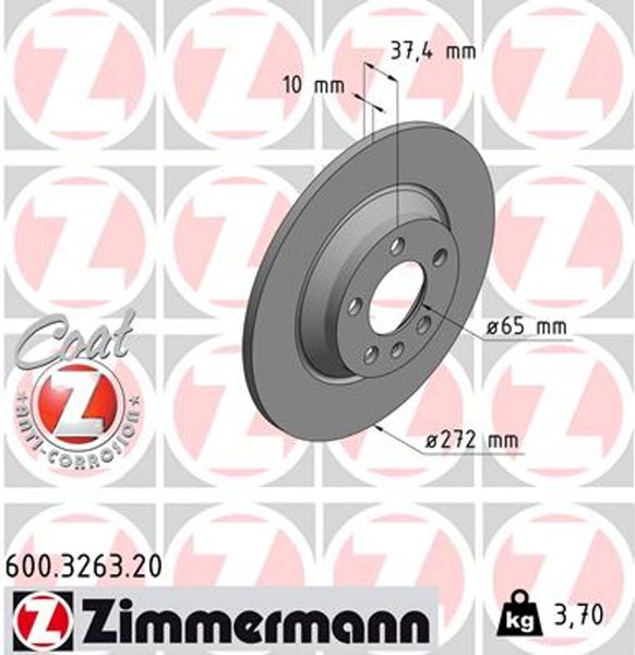 2X Zimmermann Bremsscheibe Coat Z 600.3263.20 FüR Audi A1 VW 1KE AW1 Polo BZ1 6-image