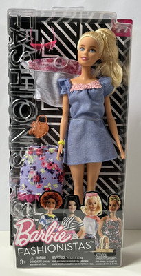 Barbie Fashionistas #99 Sweet Bloom blonde Puppe im Jeanskleid extra Outfit Neu im Karton