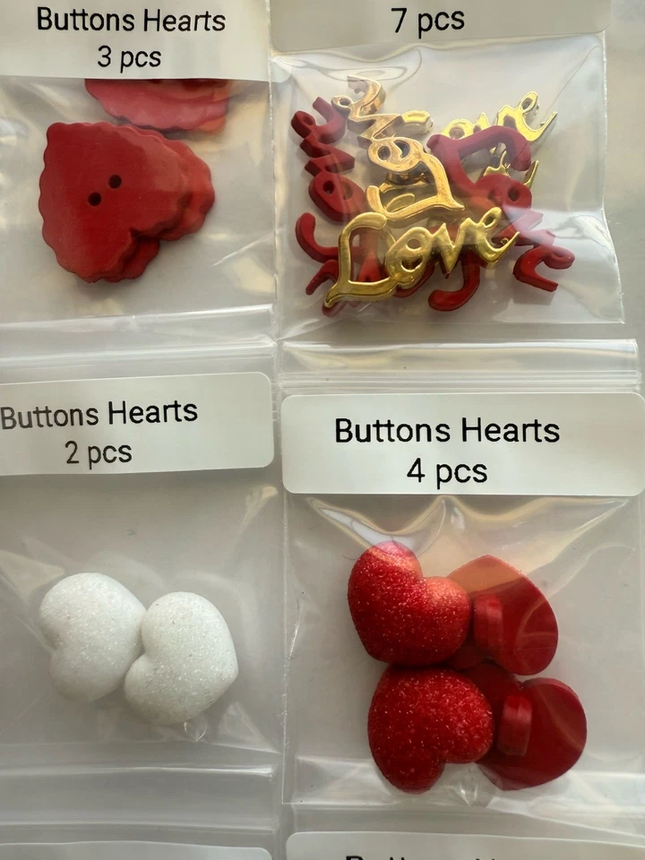 74 pieces HEARTS Embellishments Buttons Metal Charms Cherub Love Rivets Button - Image 3 of 4