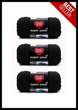 Red Heart Super Saver Yarn Black 3-Pack Knitting Crochet Soft Acrylic Bulk Set