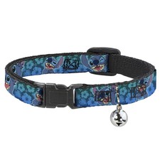 Cat Collar Breakaway with Bell Stitch Expressions/Hibiscus Collage Green-Blue Fa