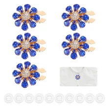 5 Pcs Rhinestone Button Covers, Water Drop Buttons, Navy Blue/Gold