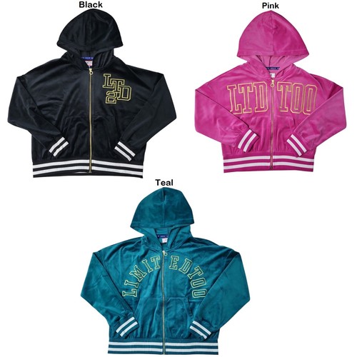 Limited Too Girls Full Zip Kangaroo Pocket Velour Jacket