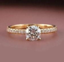 2Ct Round Cut Lab Created Diamond Women's Engagement Ring 14K Yellow Gold Finish