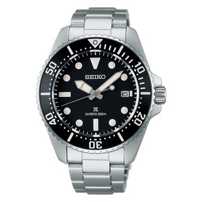 SEIKO Prospex SNE597P1 Solar Black Dial Date Display Stainless Steel Diver Watch