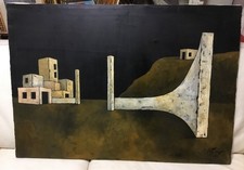 🌈 Dipinto olio 1973 metafisico ANTONIO DE VARGAS No De Chirico - Salvador Dali