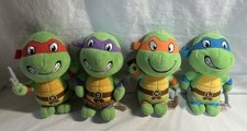 Ty Teenage Mutant Ninja Turtles Beanie Babies Complete Set (4) Plush 6” RARE Toy