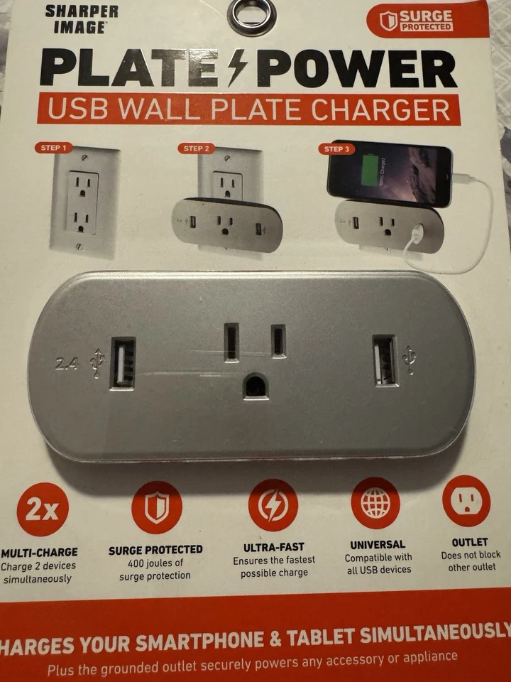 PlatePower USB Wall Plate Charger - Silver Brand new Electronics - Image 3 of 4