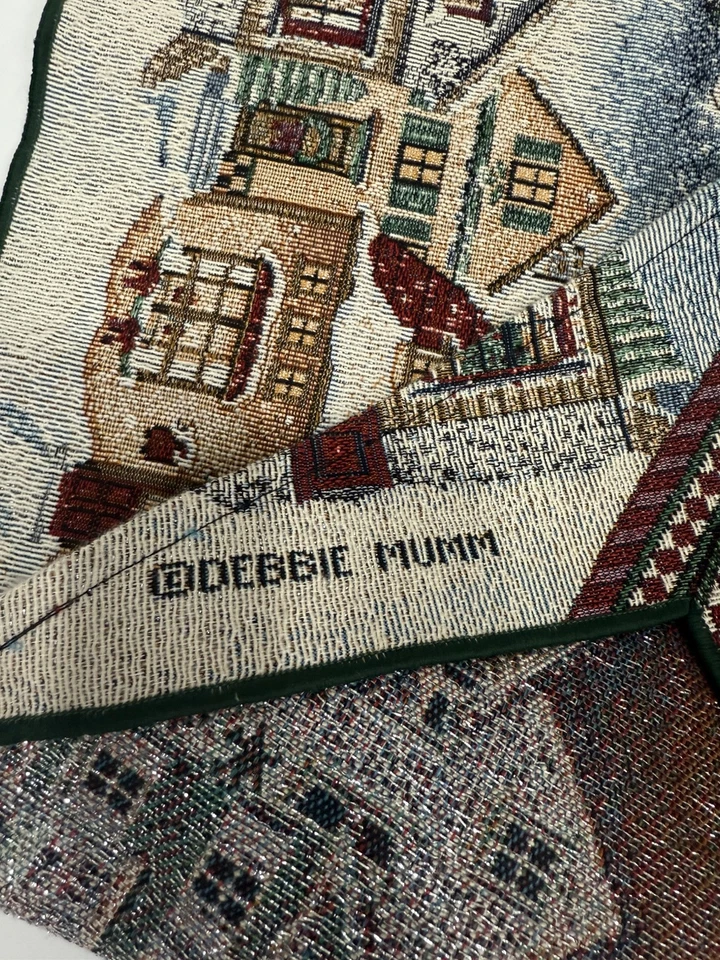 Table Runner Snow Angel  Debbie Mumm Christmas  Color Tapestry Blue  Tassels 60” - Image 3 of 4