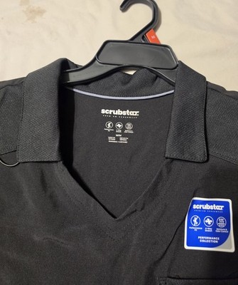 Scrubstar Premium Scrubware Performance CollectionCollar Top Black Med Brand New