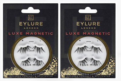 2 x Eylure Luxe Magnet Akzent Faux Nerz Falsche Wimpern Barock mit Applikator