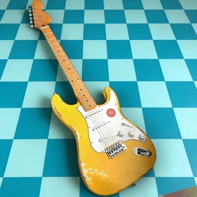 yngwie ST electric guitar yellow relics aged SSS pickups maple fretboard guitar