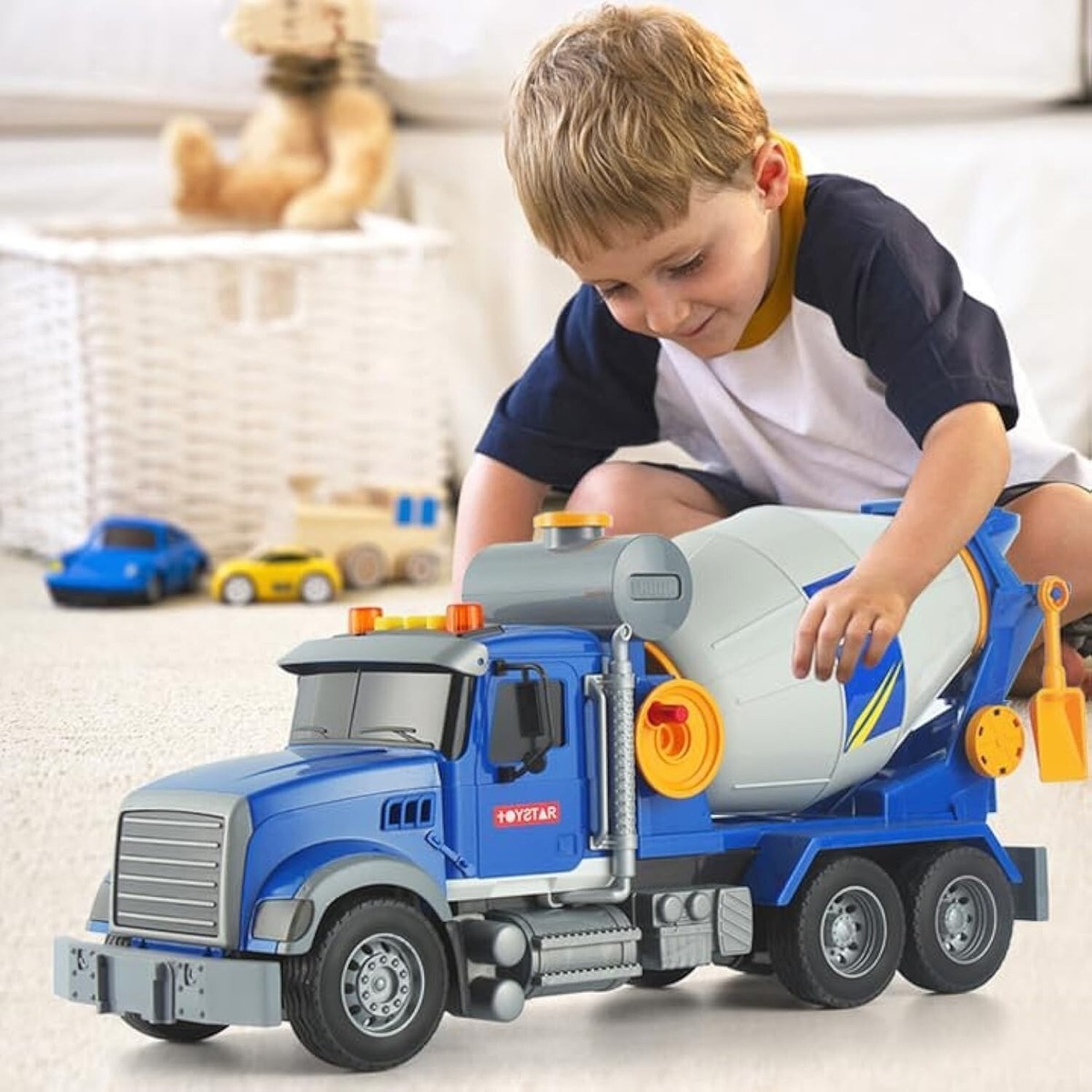 Large Cement Mixer Truck Toy Construction Friction Transport Truck