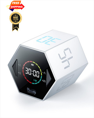 Ticktime T6 Pomodoro Timer Cube for Focus, Study, Work, Task, Small, Silver