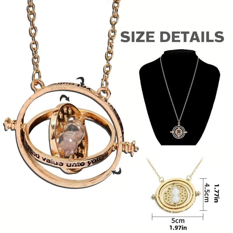 Harry Potter Time Turner Necklace Hermione Hourglass Pendant Gift