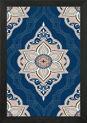 Blau Blumen Mandala Muster Gerahmt Wandbild Poster Leinwanddruck Bild