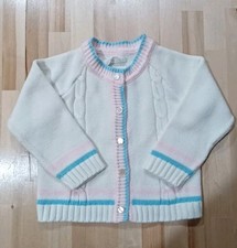 Vintage 1960s Sweater Girl Size 18-24 Months Pastel Pink Blue Preppy Cute