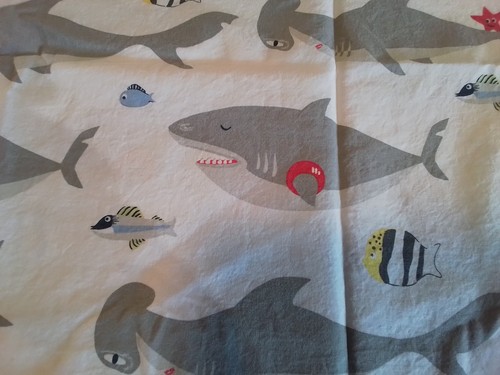 Pottery Barn Kids Shark Std Pillowcase White Gray Ocean Fish Red Blue Yellow - Picture 4 of 10