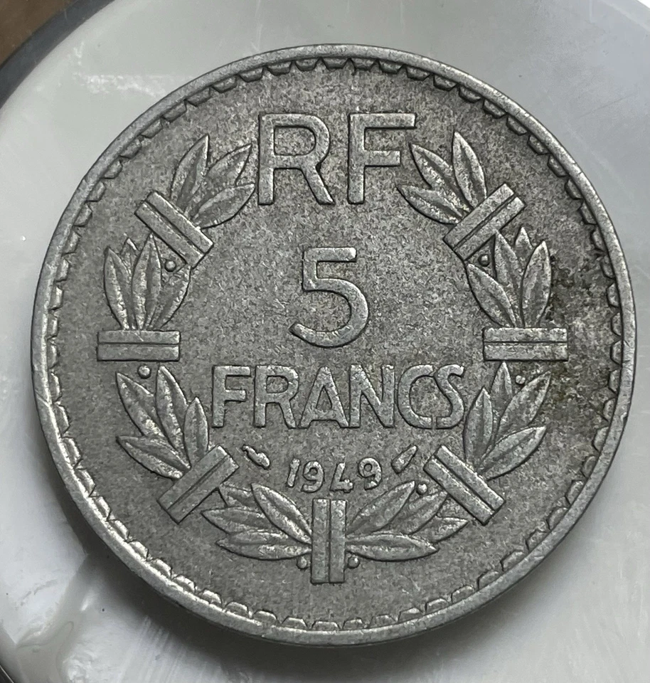 1949 France 5 Francs Old Antique French Foreign European World Coin - Image 2 of 2