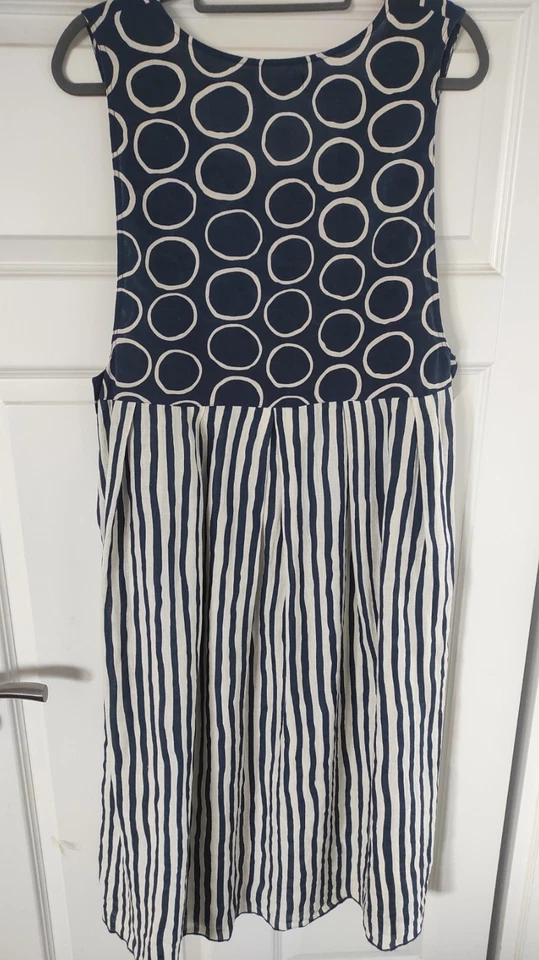 Vestido túnica de lino Gudrun Sjödén L azul marino crema a rayas Lagenlook... - Imagen 3 de 4