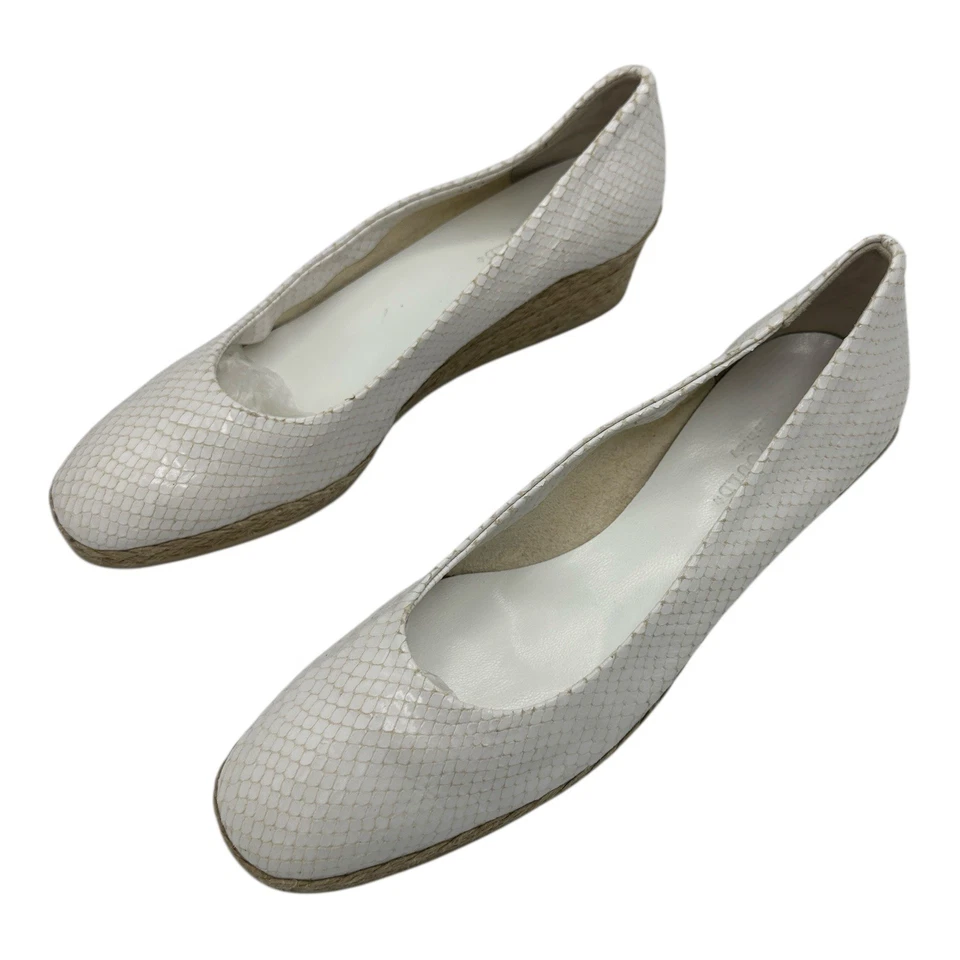 Hollywoud Blanco Serpiente Repujado Cuña Alpargata Tacones Hechos en Italia Talla 7 Foto 4 de 4