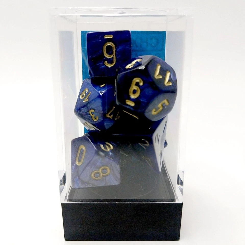 Chessex Royal Blue with Gold Scarab Polyhedral 7-Die Set CHX 27427 Germany - Image 4 of 4