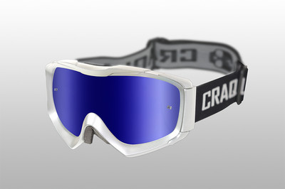 MotoCross Goggles Anti-Fog Blue Lenses w/ 10 tear off sheets - Matte White Frame