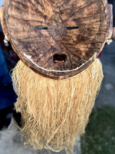 Maschera tribale africana legno intagliato a mano rafia cerimoniale decorazione parete arte autentica - Foto 16 di 16